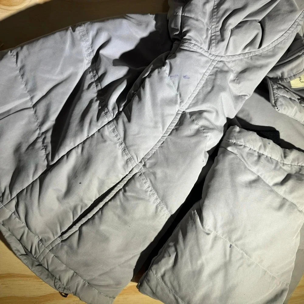Eddie Bauer Mens Grey Goose Down Puffer Jacket Size XL Full Zip Winter Coat